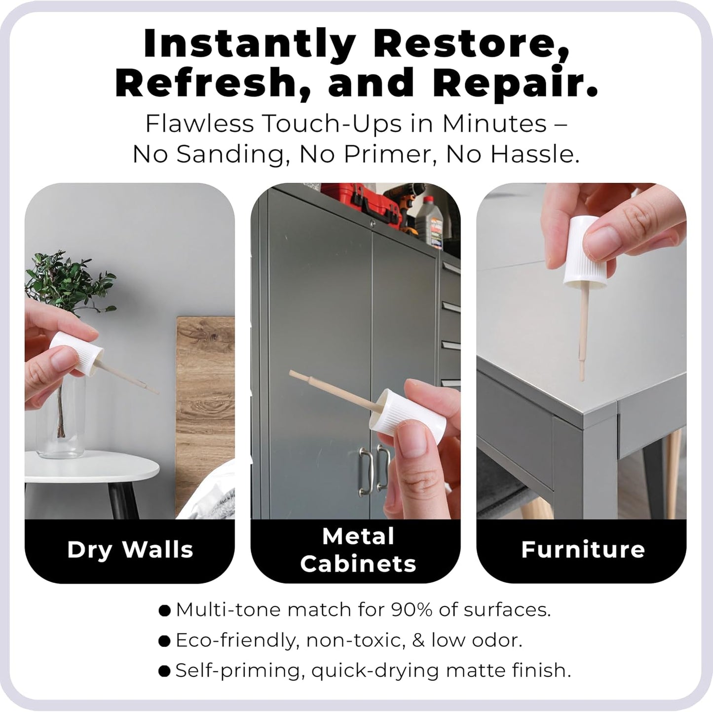 spot. Touch-Up Paint | Matte Finish for Cabinets, Walls, Doors & Furniture | Multi-Tone Beige Repair Kit | Quick-Dry, Self-Priming, Low-Odor, Eco-Friendly | No-Sanding or Primer Needed | 3 Pack