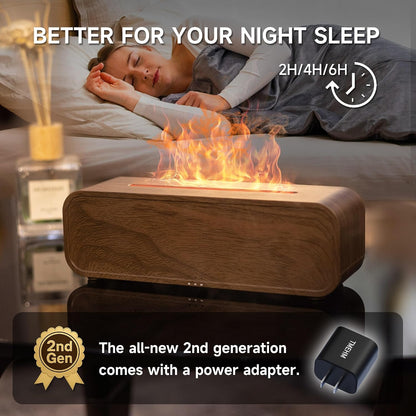 TMEHM Fireplace Flame Air Diffuser Humidifier,7 Colors Aromatherapy Essential Oil Diffuser,Ultrasonic Aroma Humidifier with Timer for Home,Bedroom,Office,Yoga (Black)