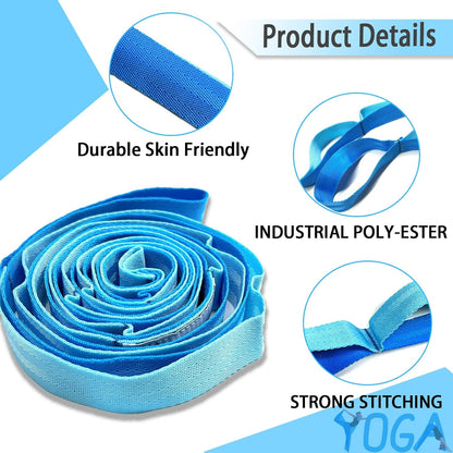 Stretching Strap Yoga Strap with Loops for Physical Therapy, Non-Elastic | 10 Loops, 75 inches length, Multi-Color Selection for Yoga Strap for Stretching, Pilates, Dance and Gymnastics