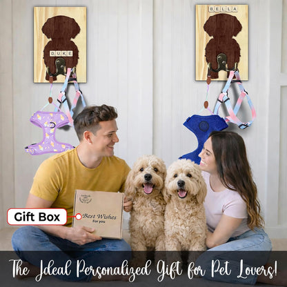 Dog Leash Holder Wall Mount, Pet Harness Hanger with Scrabble Letters, Dog Collar Organizer for Entryway, Memorial Cat Leash Holder for Wall, Pet Loss Gifts, Keepsake, Home Decor PF212-NAT