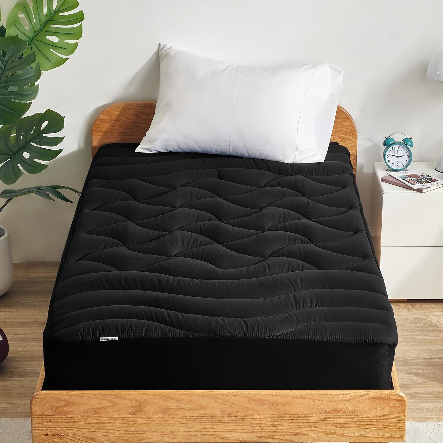 SLEEP ZONE Cooling Queen Mattress Topper, Premium Zoned Cool Mattress Pad Cover, Padded Mattress Protector Breathable Washable, Deep Pocket 8-21" (Grey, Queen)