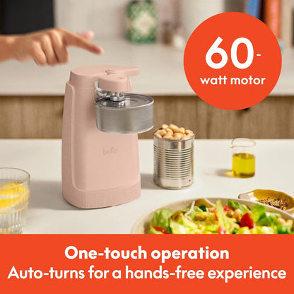 bella Automatic Can Opener, Hands Free, Battery Operated, Cordless, Stainless steel blade to open any Size Can with Magnet to Safely Remove Lid, Seamless Opening Decreases Sharp Edges, Slate