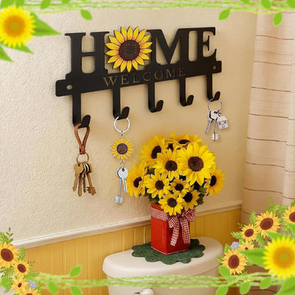Key Holder Wall Mount Paw Print Metal Key Hooks Organizer Dog Leash Holder with 5 Hooks Rustic Farmhouse Decorative Welcome Home Wall Decor for Entryway Bathroom Dog Lover 9.8 Inch