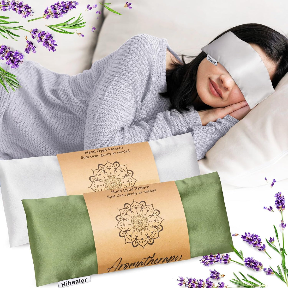 Hihealer Lavender Eye Pillow for Sleeping, Weighted Eye Mask for Spa, Yoga