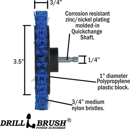 Grout Cleaner Kit - Bathroom Drill Brush Attachment Set - Shower Cleaner | Household Cleaning Supplies - Tub Scrubber - Toilet Brush - Spotless Tiles - Power Scrubbing Nylon Bristles