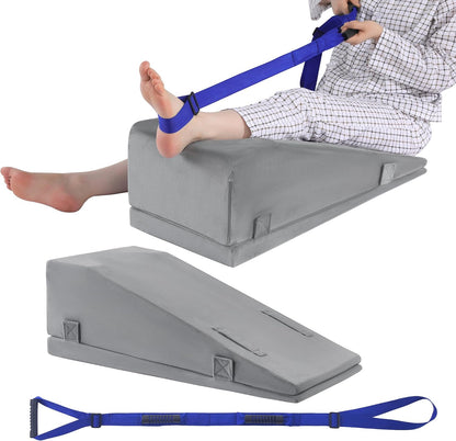 HOMBYS Leg Elevation Pillows for After Surgery, 2-in-1 Wedge Pillow with Leg Lifter for Hip Ankle Pain Relief, Adjustable Height Knee Surgery Recovery Equipment to Elevate Foot (Gray)