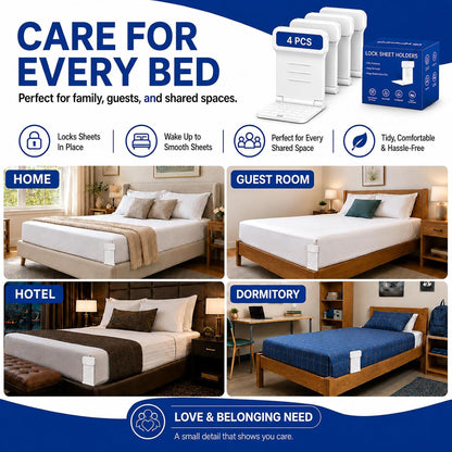 8pcs Bed Sheet Holders for Corners for King and Queen Beds Bed ABS&PC, 10 Non-Slip Mats, 180 Degrees Fold, Snap-Fastener Design, Adjustable Strap Clips, Tight Grippers - White Large