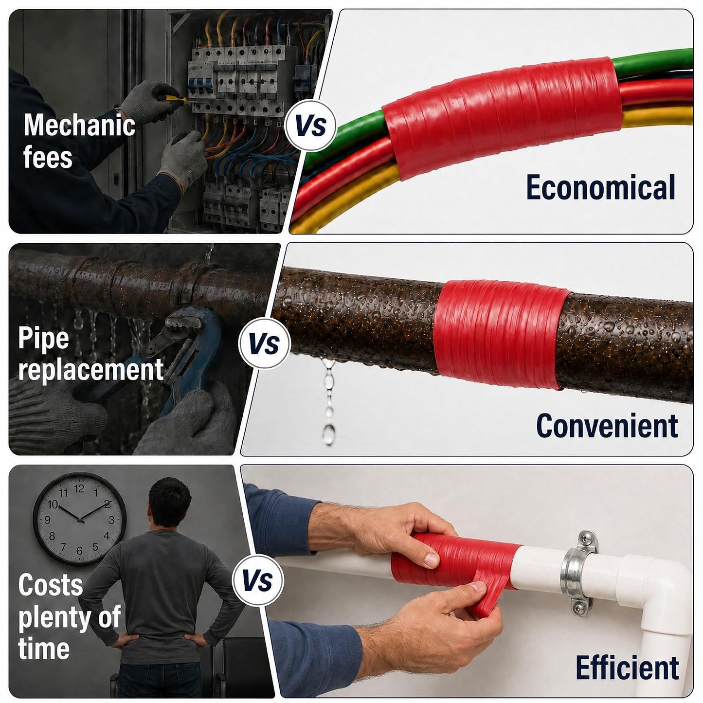 Self Fusing Silicone Tape 2 Rolls Flex Seal Tape 1 Inch x 10 Feet | Waterproof Hose Repair Tape, Silicone Rubber for Plumbing, Pipe Leak Seal, Rescue Tape, Outdoor Coax And Tool Fixation