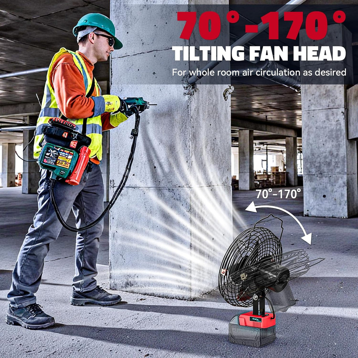 Ecarke 4" Clip Fan Compatible with Milwaukee 18V Battery (Tool Only) 3-Speed Cordless Clip-On Fan with 360° Rotation Low Noise Portable Desk Fan for Camping Jobsite Tent Fishing Outdoor