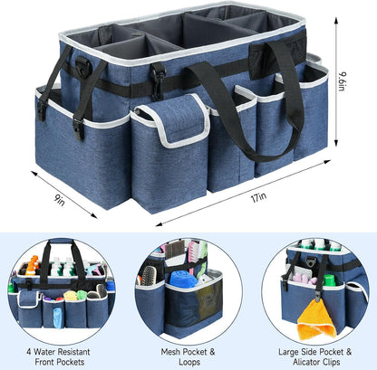 Cleaning Caddy Bag,Large Cleaning Supplies Organizer with Handle for Housekeepers,Purple