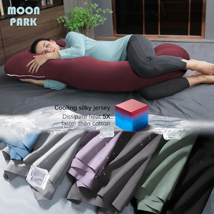 MOON PARK Pregnancy Pillows for Sleeping - 57 Inch U Shaped Full Body Maternity Pillow with Removable Cover - Support for Back, Legs, Belly, Hips - Pregnancy Pillow for Women - Grey