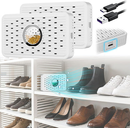Auto Power-off USB C Rechargeable Dehumidifier Desiccant for Gun Safe | Small Reusable Electric Moisture Absorber for Storage Closet Cabinet Windowsill Bookcase & More Small Area
