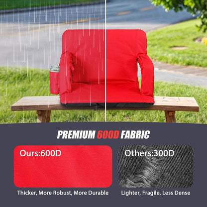 20.5"/25" Wide Stadium Seat for Bleachers w/Back Support Padded Cushion Portable Reclining Bleacher Seats Camping Stadium Chair Waterproof