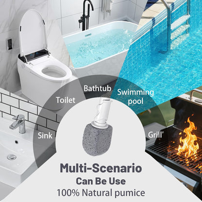 Upgrade Pumice Stone Toilet Bowl Cleaner for Hard Water Ring & Stains | Removes hard water rings, calcium buildup & rust stains from toilet bowls without scratching porcelain.