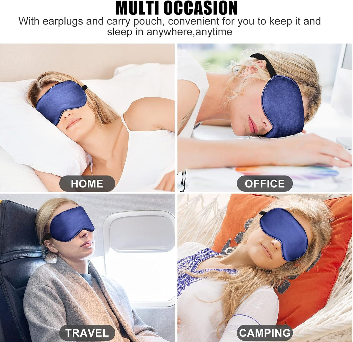Silk Sleep Mask with Cooling Gel Eye Mask, Warm and Cold Compress, Heated Eye Mask for Tired Eyes, Stain Eye Cover Sleeping Mask for Travel, Home, Office, Yoga, Total Blackout (Black)