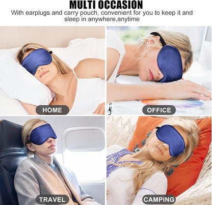 Silk Sleep Mask with Cooling Gel Eye Mask, Warm and Cold Compress, Heated Eye Mask for Tired Eyes, Stain Eye Cover Sleeping Mask for Travel, Home, Office, Yoga, Total Blackout (Black)