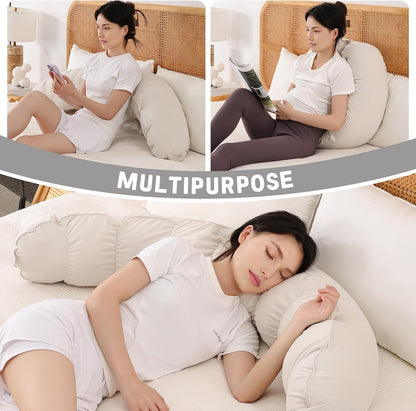 Peallow(Pat. Pend) – Long Round Body Pillow for Adults, Bolster Pillow for Sleeping, Soft and Supportive Pillow for Sleeping & Lumbar Support (Green-White, 29.5")