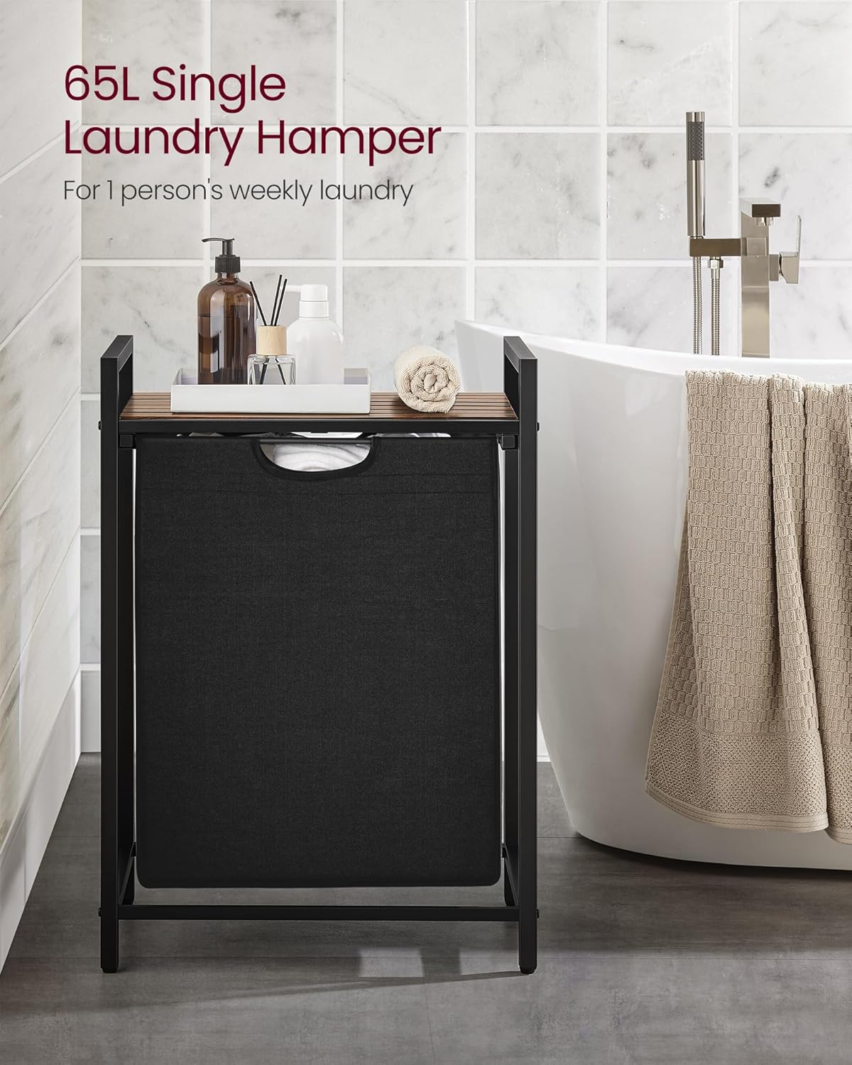 VASAGLE Laundry Hamper, Laundry Basket Sorter with 3 Pull-Out and Removable Bags, Shelf, Metal Frame, 3 x 10.6 Gallons (40 L), 36.4 x 13 x 28.4 Inches, Cappuccino Beige and Natural Beige UBLH301LH01