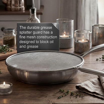 Gisafai 5 Pcs Splatter Guard Set for Frying Pan 13'' 11.5'' 10'' 8.3'' 7.5'' Metal Grease Oil Splatter Screen Fine Mesh Cover Stove Oil Guard with Comfort Grip Handle for Most Pan Pot Safe Cooking