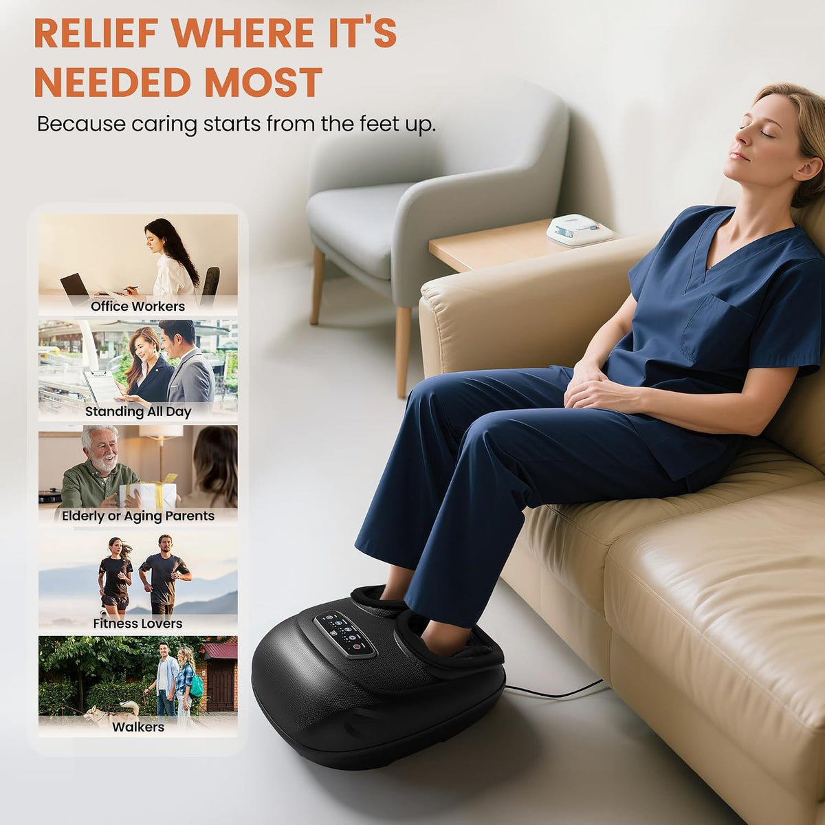 CILI Shiatsu Foot Massager with Heat and Compression, Kneading, Rolling,Electric Feet Massager for Plantar Fasciitis, Neuropathy, Feet Heater, Foot Warmer for Women, Size Up to 14"