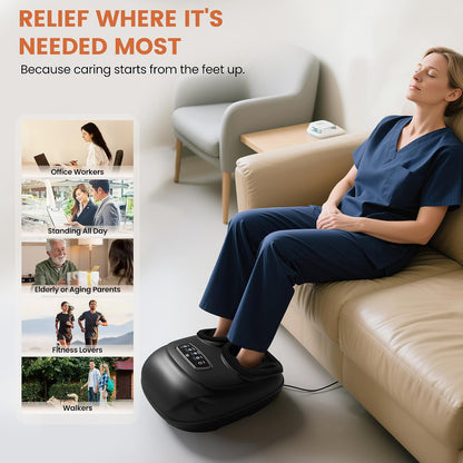 CILI Shiatsu Foot Massager with Heat and Compression, Kneading, Rolling,Electric Feet Massager for Plantar Fasciitis, Neuropathy, Feet Heater, Foot Warmer for Women, Size Up to 14"