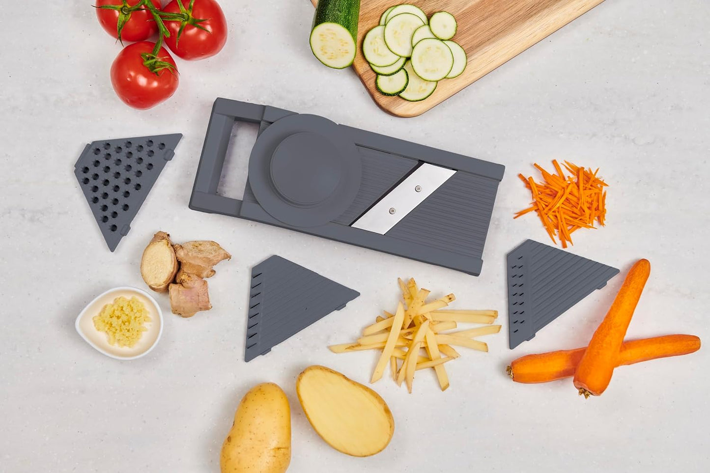 Culinare Multi-Blade Mandoline Slicer, Vegetable, Cheese Chopper and Grater, 4 Interchangeable Blades, Safety Guard, Non-Slip Base