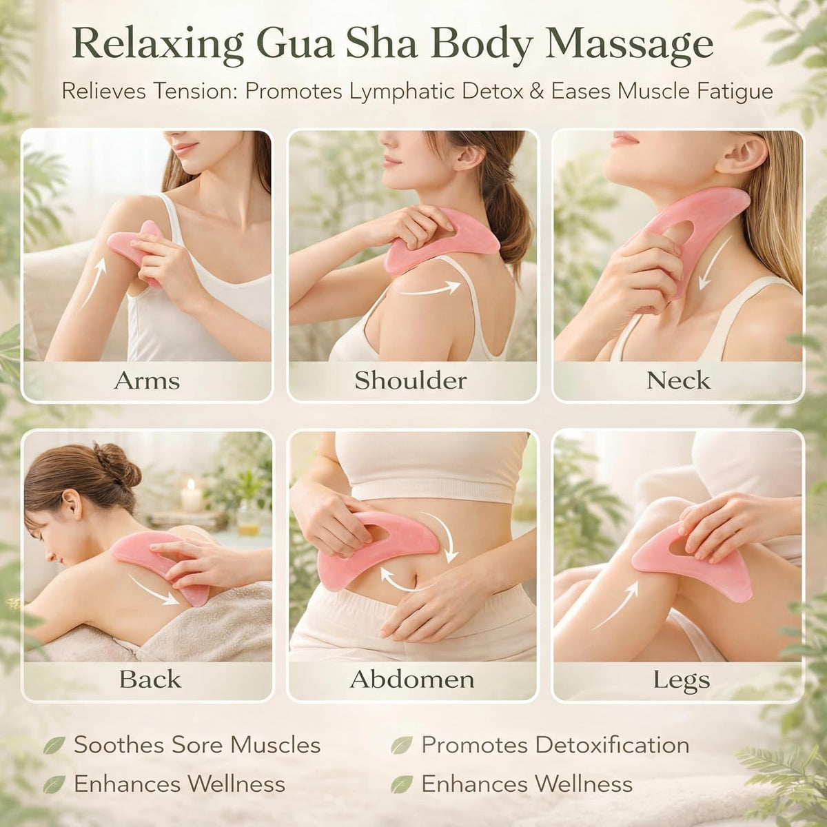 BBTO 2 Pcs Gua Sha Tools Body Scraper with Grip Facial Massage, Clear