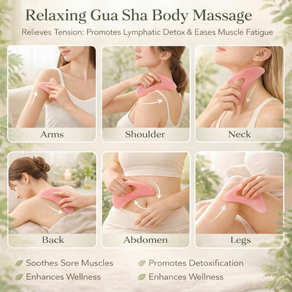BBTO 2 Pcs Gua Sha Tools Body Scraper with Grip Facial Massage, Clear