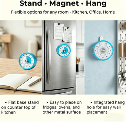 Searon Magnetic Visual Classroom Timer for Teachers, 60-Minute Countdown | No-Tick with Sound or Silent LED Alert, Pause, Magnet/Stand/Hang for Reading, Small Groups & Classroom Routines