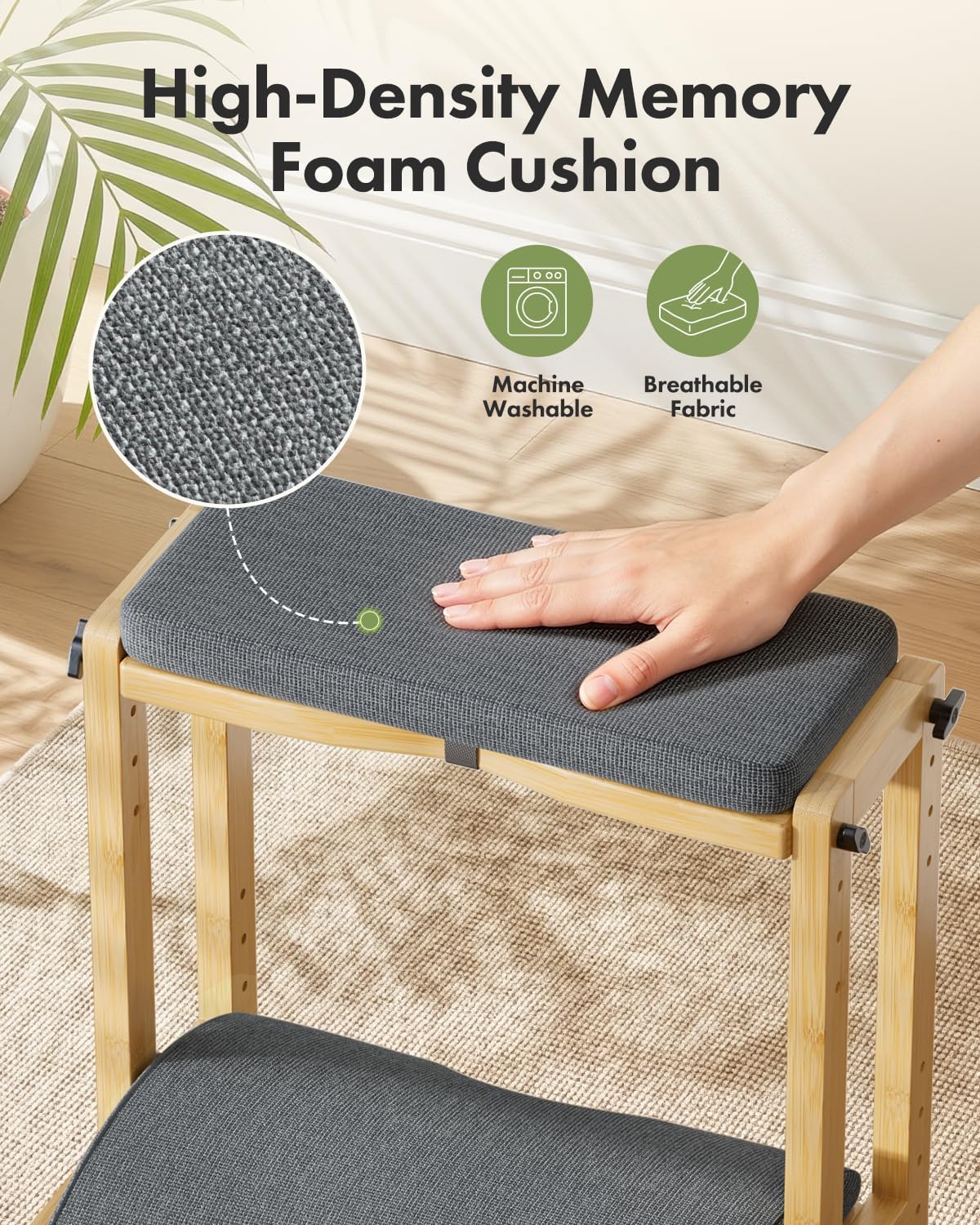 Amazer Bamboo Foot Rest for Under Desk at Work, 2-in-1 Reversible Rocking Footrest Adjustable Foot Stool, Ergonomic Footrest for Under Gaming Desk, Feet Support Leg Footstools for Home Office