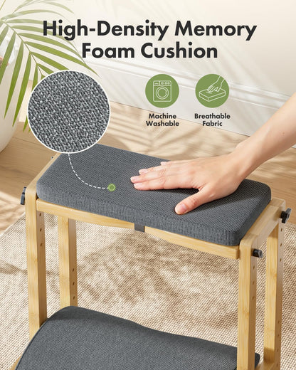 Amazer Bamboo Foot Rest for Under Desk at Work, 2-in-1 Reversible Rocking Footrest Adjustable Foot Stool, Ergonomic Footrest for Under Gaming Desk, Feet Support Leg Footstools for Home Office