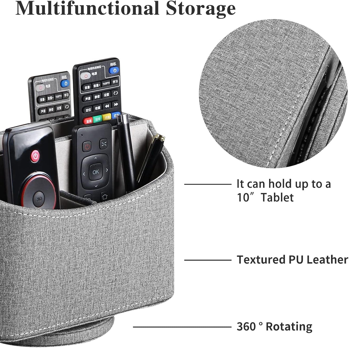 360° Rotatable Remote Control Holder,TV Remote Caddy for Nightstand Table