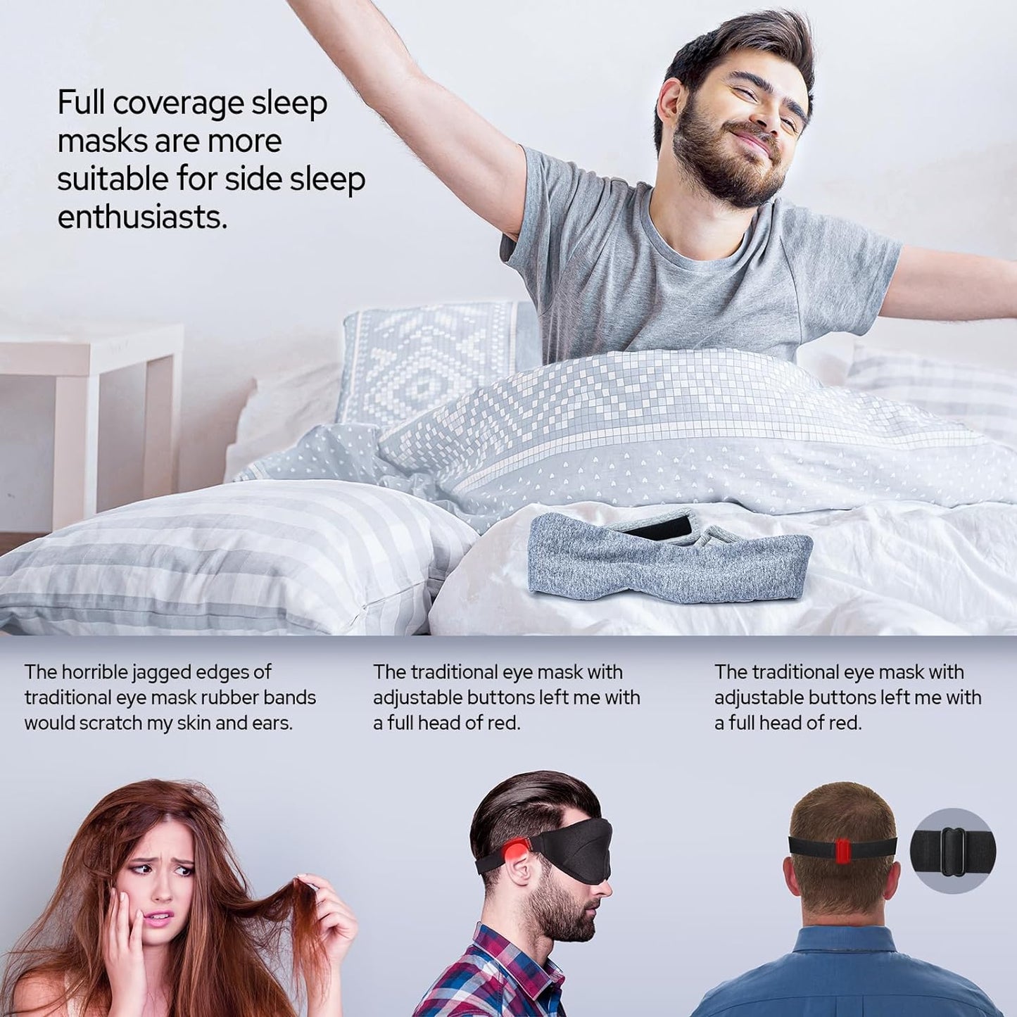 Silk Sleep Mask – 100% Mulberry Silk Eye Mask for Sleeping, Soft Slip Feel, Adjustable Headband, Blackout for Side Sleepers, Men & Women | Soft Slip Feel, Adjustable Headband, Blackout for Side Sleepers, Men & Women