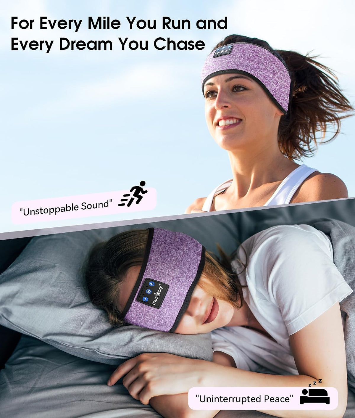 MUSICOZY Bluetooth 5.4 Sleep Headphones Headband Sports Wireless Audio