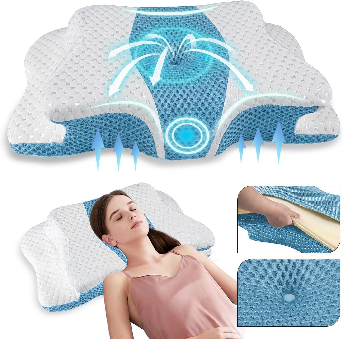 Pain Relief Cervical Pillow for Neck Support, Adjustable Ergonomic Pillow | Cozy Sleeping, Odorless Orthopedic Memory Foam Pillow, Contour Bed Pillow for Side Back Stomach Sleeper