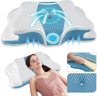 Pain Relief Cervical Pillow for Neck Support, Adjustable Ergonomic Pillow | Cozy Sleeping, Odorless Orthopedic Memory Foam Pillow, Contour Bed Pillow for Side Back Stomach Sleeper