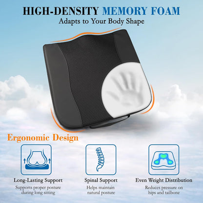 Lofty Aim Car Seat Cushion, Memory Foam Car Seat Cushions for Long Driving | Comfy Car Seat Pillow for Pain Relief, Driver Seat Cushion Adds Height, Butt Cushion for Car, Truck, Office Chair, Black