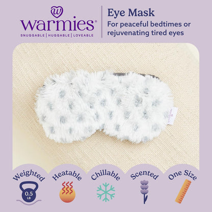 warmies Microwavable Eye Mask for Warmth & Comfort - Heating & Cooling Compress for Calming Relaxation - Weighted & Heated Eye Mask with Scented Lavender for Sleeping - Snowy