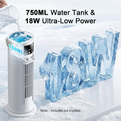 Portable Air Conditioners - 3 Speeds & Storm Mode & Mist Spray, Tower Cooling Fan with Timer, Evaporative Air Cooler 120° Oscillation for Home, Office, Bedroom - Portable AC Standing Fan (White)