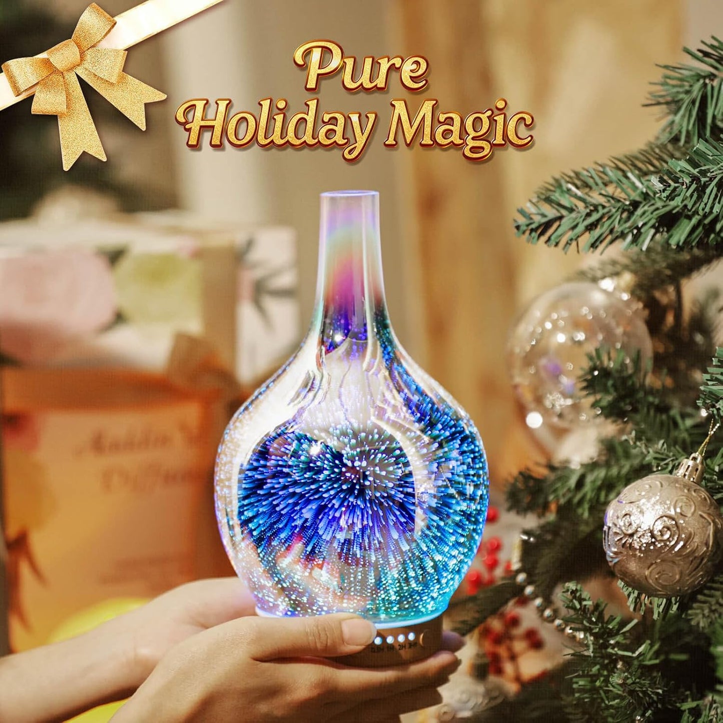 Porseme 150ml Essential Oil Diffuser Glass Color Changing Aroma Air Diffusers Aromatherapy Ultrasonic Cool Mist Humidifier 6 Running Hours Waterless Auto-Off for Sleeping, Yoga, Office, Spa (Ink)