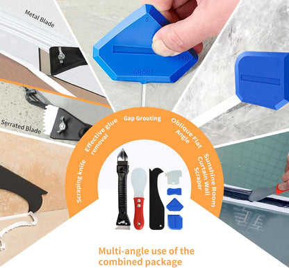 Caulking Tool Kit with Caulk Remover & Putty Knife Scraper | Multifunctional Caulking Tool Set with Caulk Remover, Professional Putty Knife Scraper for Smooth, Clean Sealant Joint
