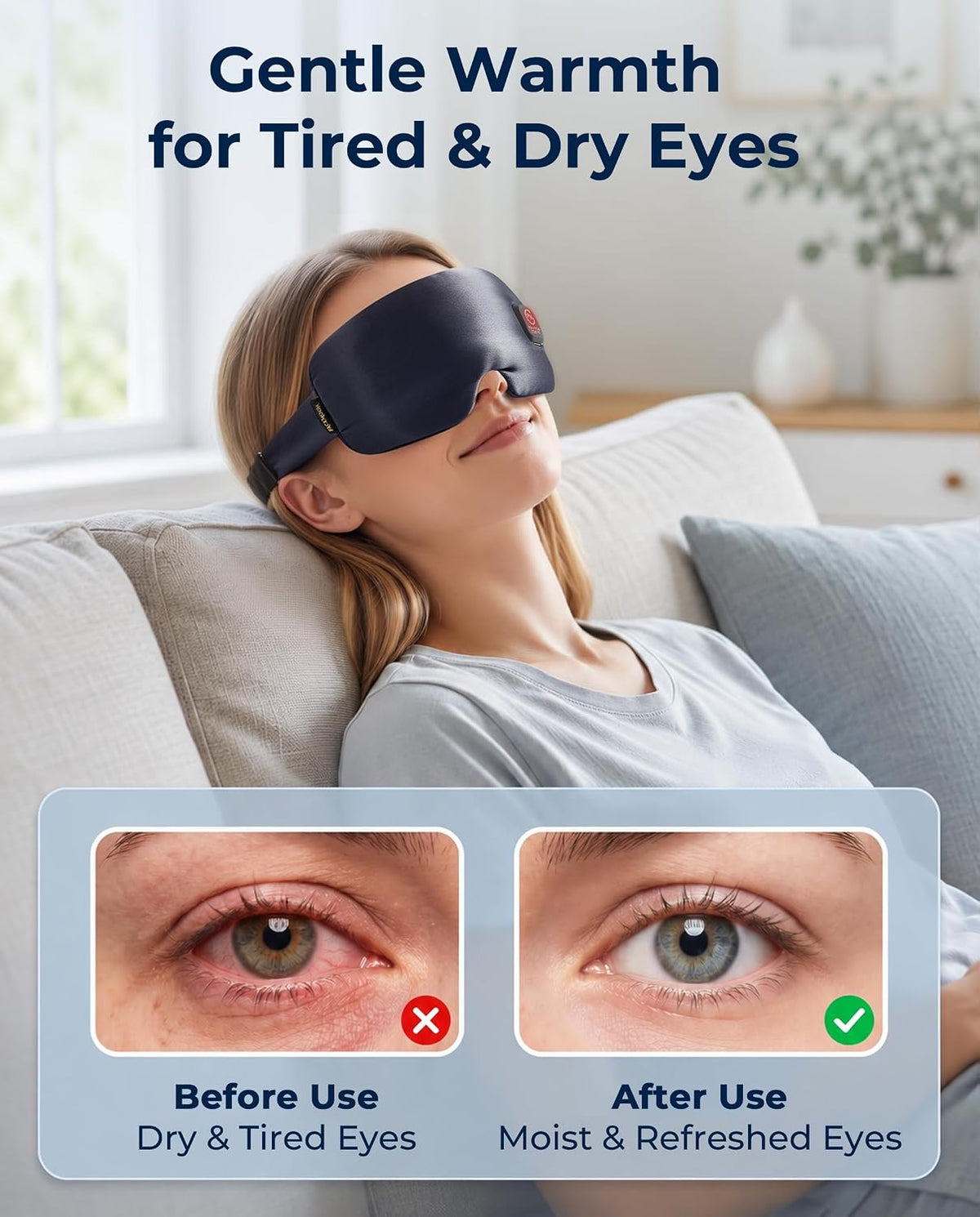 Heated Eye Mask for Dry Eyes Silk Cordless Warm Eye Compress Daily Eye Care