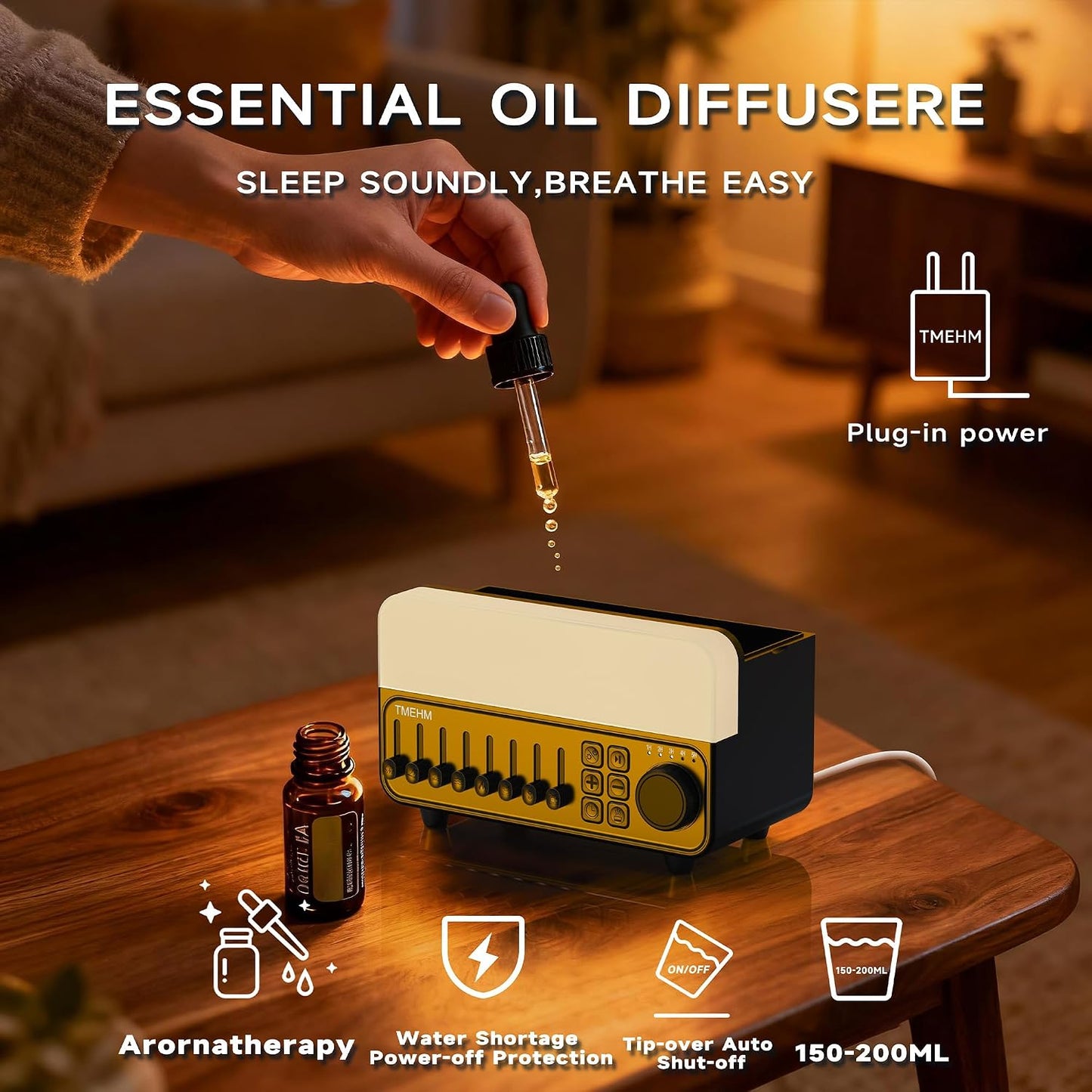 TMEHM 4-in-1 Sleep Sound Machine with White Noise & Aroma Diffuser | Bluetooth Speaker, Night Light & 8 Nature Sounds with Timer for Baby, Kids and Adults