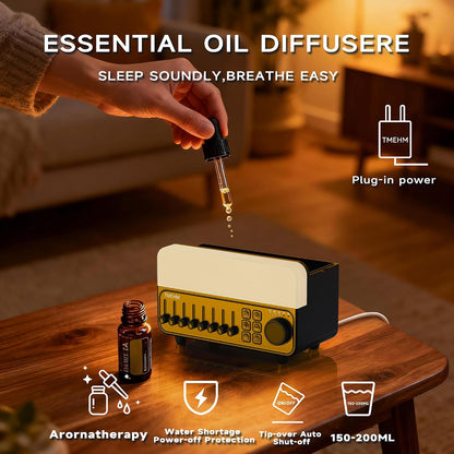 TMEHM 4-in-1 Sleep Sound Machine with White Noise & Aroma Diffuser | Bluetooth Speaker, Night Light & 8 Nature Sounds with Timer for Baby, Kids and Adults