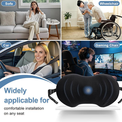 BYMECOST Lumbar Support Pillow for Car, Ergonomic Back Cushion | Memory Foam Lower Back Support Cushion with Strap for Driving, Lumbar Pillow for Pain Relief, for Office Chair, Long Sitting