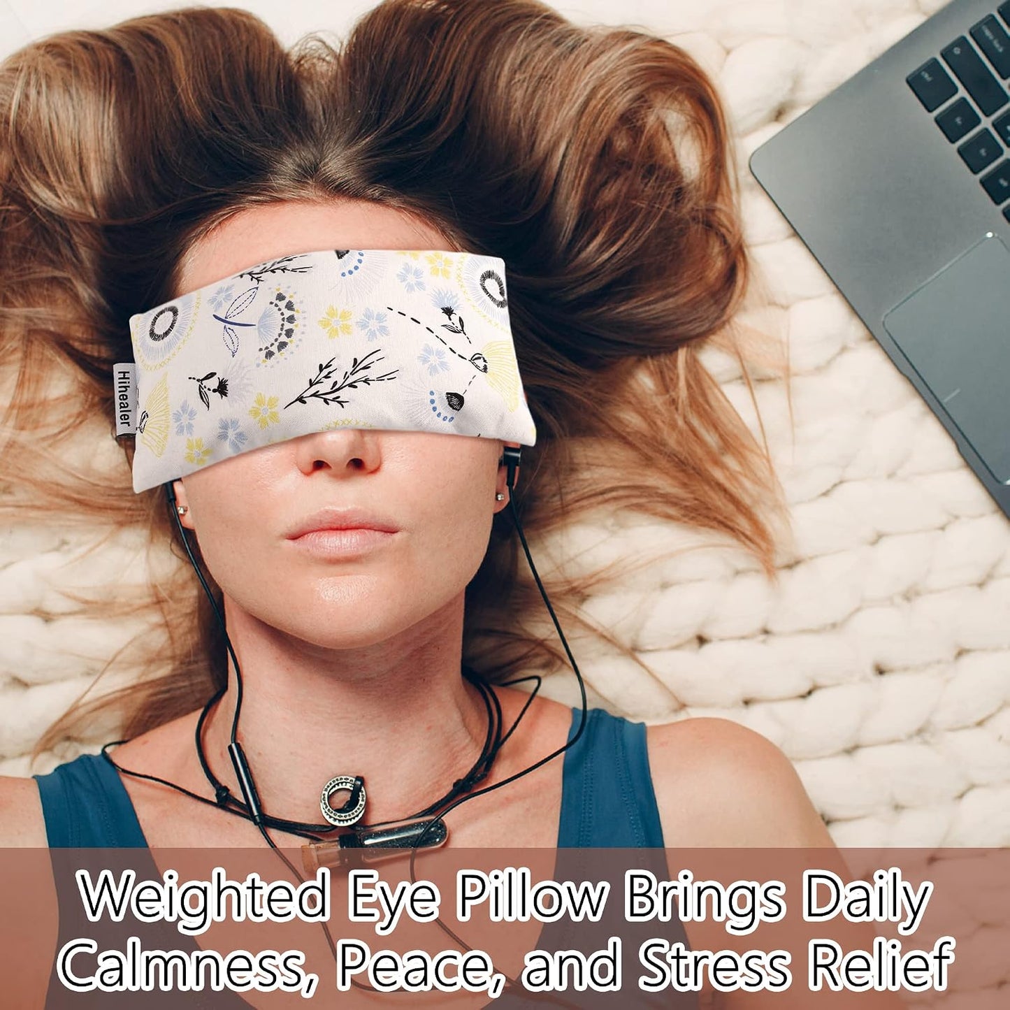 Lavender Eye Pillow for Relaxation, Yoga, Sleep – Weighted Eye Mask for Headache, Sinus, Aromatherapy Moist Heat Compress, Meditation Accessory, Relaxation Gift for Women (Purple)