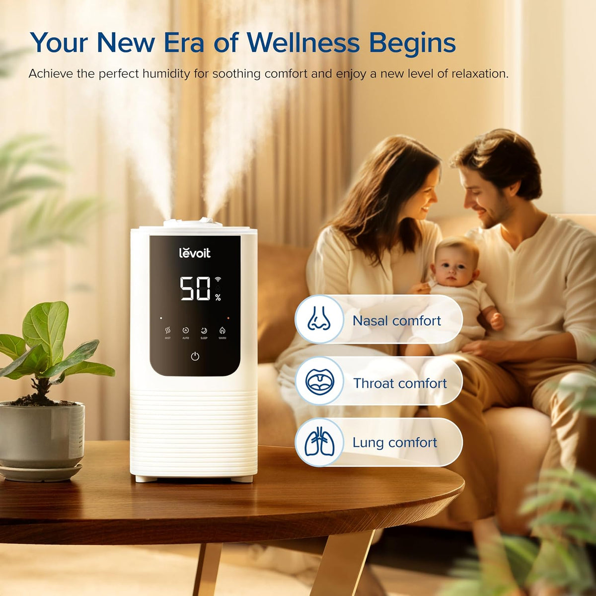 Levoit Humidifiers for Bedroom, Smart Warm and Cool Mist, Symptom Relief