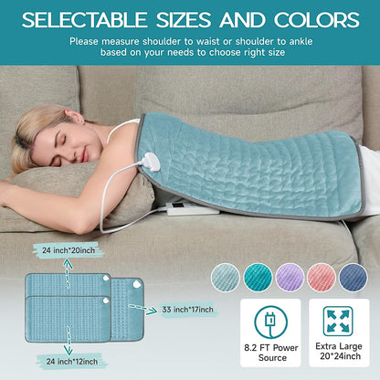Heating Pad for Period Cramps, Heating Pad for Back/Neck/Shoulder Muscle Pain, 6 Heating&4 Timer Setting, Auto Shut Off, Dry/Moist Heat & Machine Washable, Gray Birthday Christmas Gifts for Women Mom
