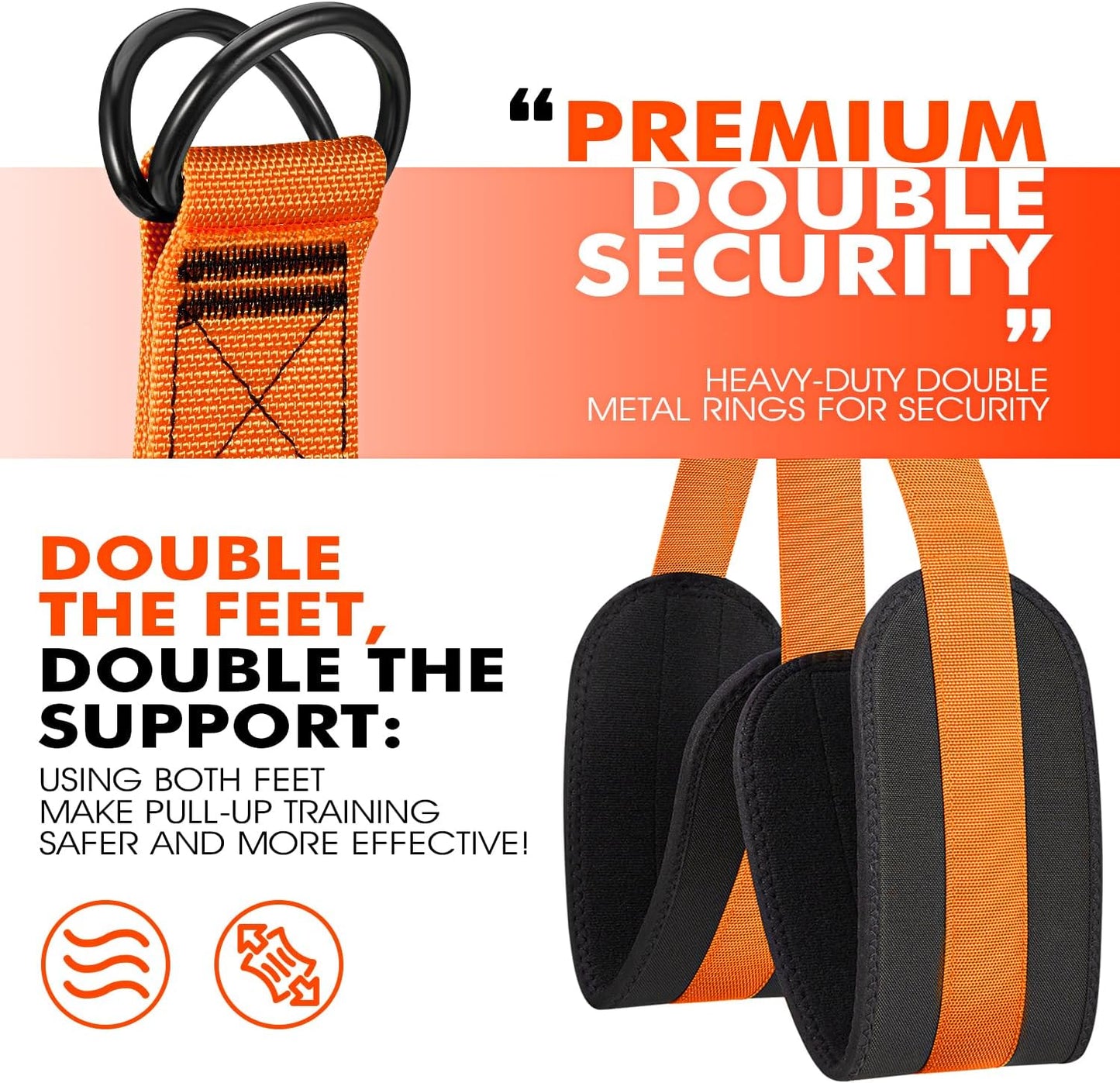 HPYGN Two Foots Pull Up Assistance Bands, Heavy Duty Resistance Band for Pull Up Bar, Adjustable Weight/Size with Fabric Feet/Knee Rest, Bands for Pull Up Assist for Strength Training, Pull Up