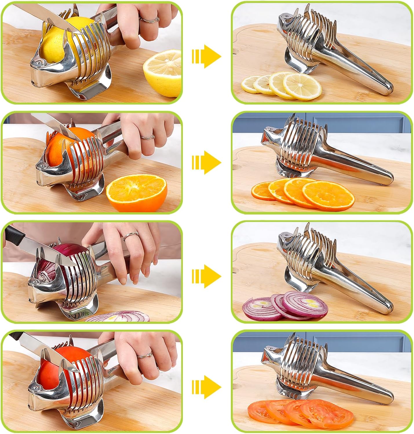 KAYCROWN Tomato Slicer Lemon Cutter Holder for Slicing, Stainless Steel Onion Slicer Holder for Slicing, Vegetable Cutter for Tomato, Lemon